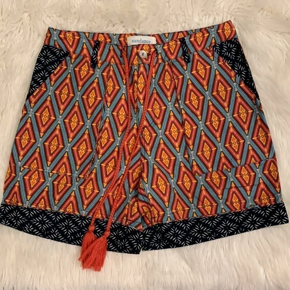Sundance Kalini linen blend print shorts XS New, no tag